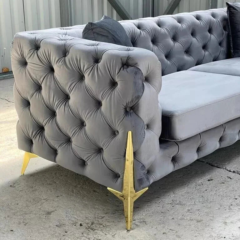 Italian Chesterfield Hand Upholstered Bespoke Velvet Sofas 3 Seat 2 Seat Corner